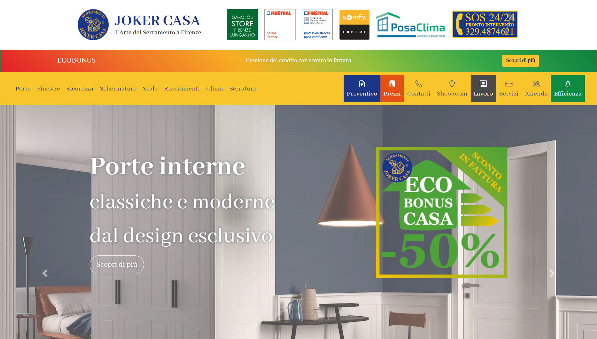 Screenshot home page sito webJoker Casa Serramenti