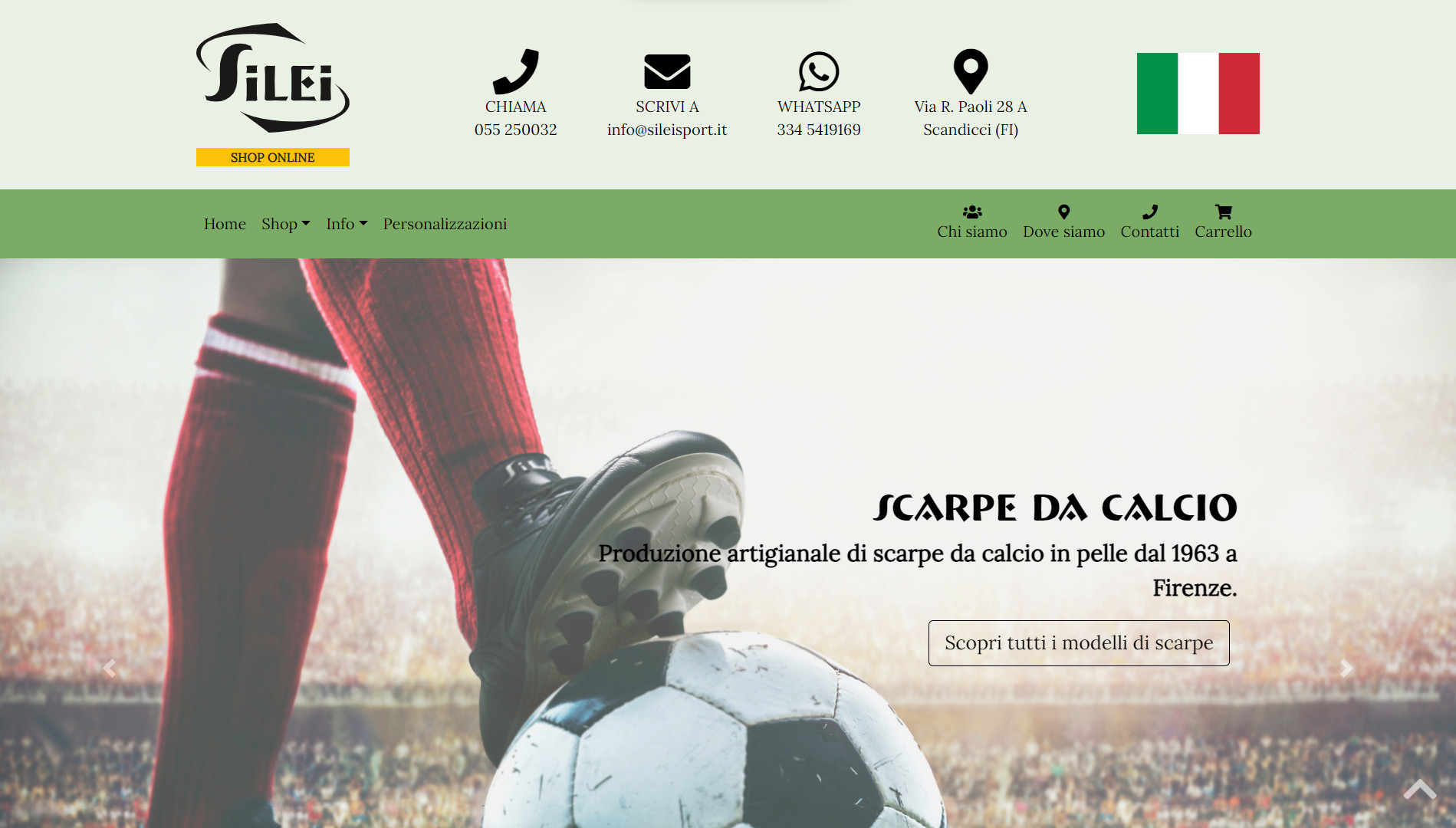 Screenshot home page sito webSilei Sport